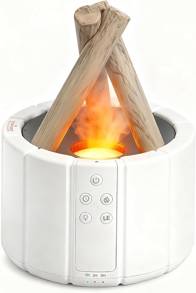 Campfire Flame Diffuser for Essential Oils, 250ml Ultrasonic Cool Mist Aromatherapy Humidifier with Remote Control, 7-Color