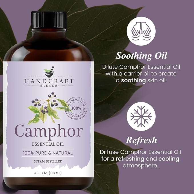 Camphor Essential Oil – Huge 4 Fl Oz – 100% Pure and Natural – Premium Grade Essential Oil for Diffuser and, alternate