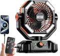 Camping Fan, 20000mAh Battery Powered Fan, Rechargeable Portable Fan with 4 LED Lantern, Remote Control, Hook, 8 Speeds