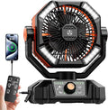 Camping Fan, 20000mAh Battery Powered Fan with LED Lantern, Rechargeable Battery Operated Oscillating with Remote Hook, 8