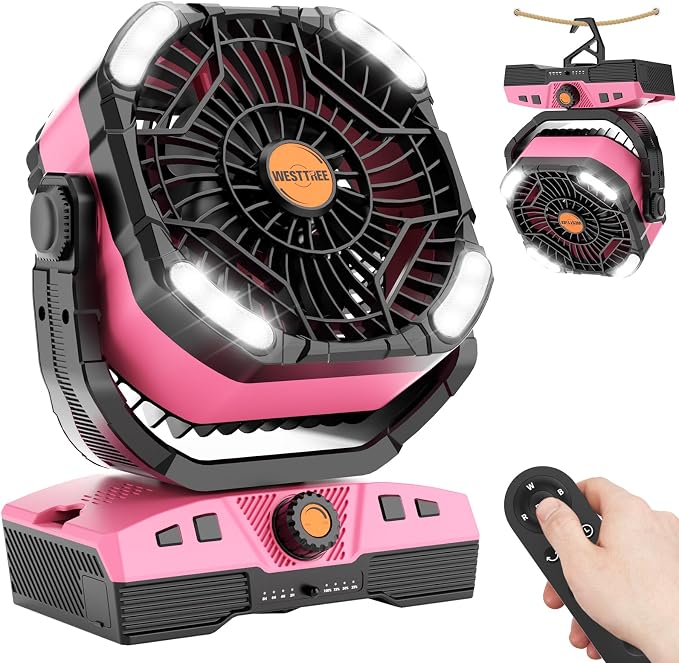 Camping Fan Oscillating Portable Fan 20000mAh Battery Powered Fans Rechargeable Camping Tent essentials Light