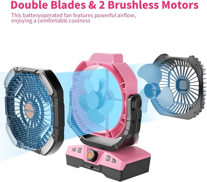 Camping Fan Oscillating Portable Fan 20000mAh Battery Powered Fans Rechargeable Camping Tent essentials Light, alternate view