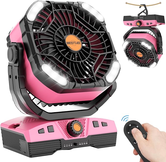 Camping Fan Oscillating Portable Fan 20000mAh Battery Powered Fans Rechargeable Camping Tent essentials Light, alternate view