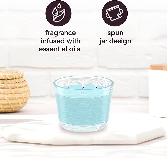 Candle Aqua Waves, Fragrance Candle Infused with Essential Oils, Air Freshener Candle, 3-Wick Candle, 6.8 Oz, alternate