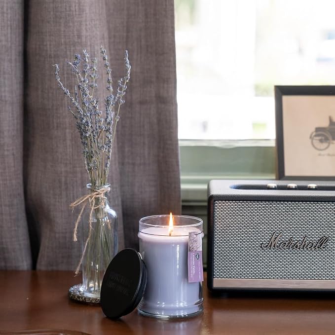 Candle Candle 18oz Large Soy Wax Blend Fragranced Jar Candle - Lavender Fields 18oz cotton Gray, alternate product view 4