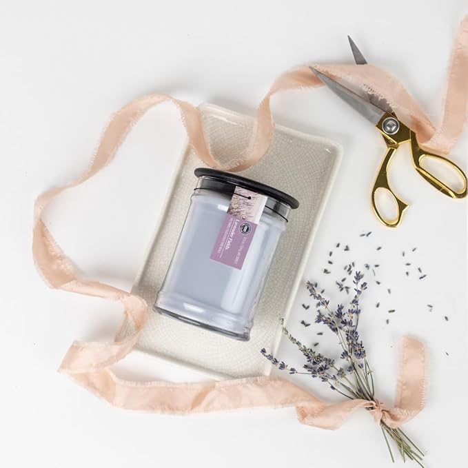 Candle Candle 18oz Large Soy Wax Blend Fragranced Jar Candle - Lavender Fields 18oz cotton Gray, alternate product view 5