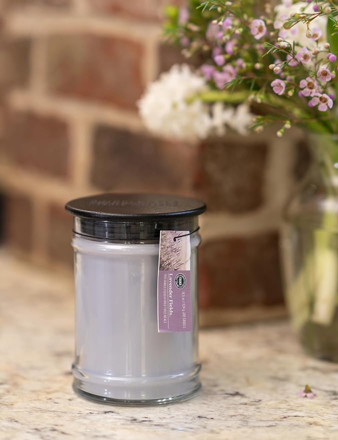 Candle Candle 18oz Large Soy Wax Blend Fragranced Jar Candle - Lavender Fields 18oz cotton Gray, alternate product view 6