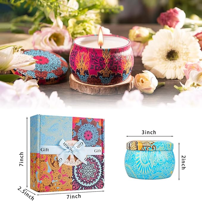 Candle Gift Set for Women, 4 Pack Long Lasting Lavender Scented Soy Candles, Aromatherapy Candles for Home Relaxation