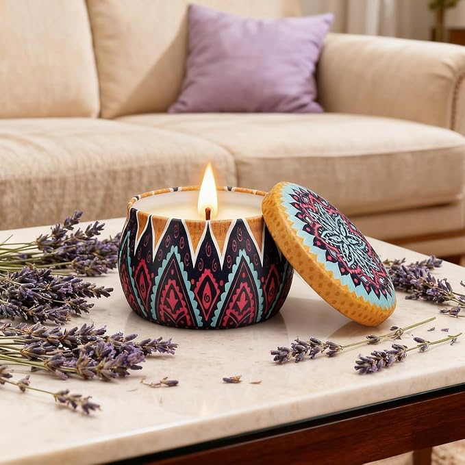 Candle Gift Set for Women, 4 Pack Long Lasting Lavender Scented Soy Candles, Aromatherapy Candles for Home Relaxation