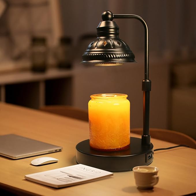 Candle Lamp, Candle Warmer Lamp with Timer (Black, USB Charger), alternate product view 4