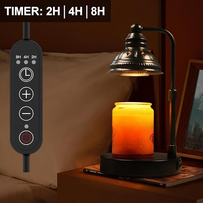Candle Lamp, Candle Warmer Lamp with Timer (Black, USB Charger), alternate product view 5