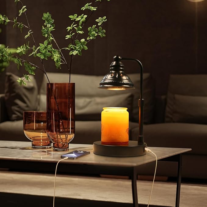 Candle Lamp, Candle Warmer Lamp with Timer (Black, USB Charger), alternate product view 6