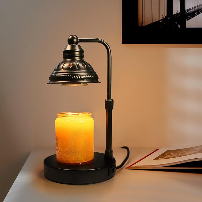 Candle Lamp, Candle Warmer Lamp with Timer (Black, USB Charger), alternate product view 8