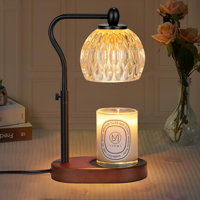 Candle Lamp with Timer & Dimmer - Height Adjustable for Scented Candles, with 2 * 50W Bulbs - Home Decor Gift for Mothers Day