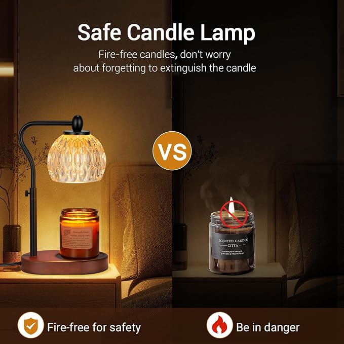Candle Lamp with Timer & Dimmer - Height Adjustable for Scented Candles, with 2 * 50W Bulbs - Home Decor Gift for Mothers Day