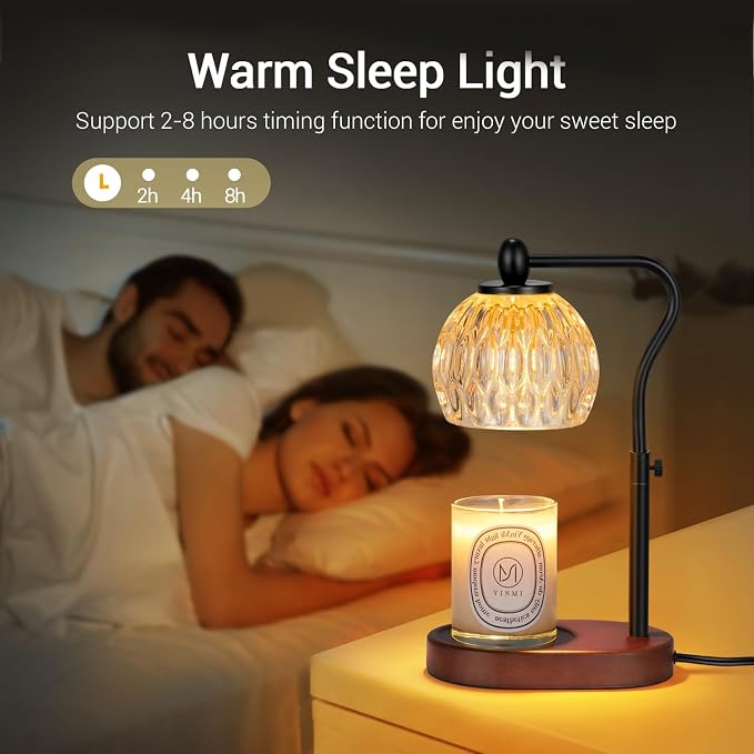 Candle Lamp with Timer & Dimmer - Height Adjustable for Scented Candles, with 2 * 50W Bulbs - Home Decor Gift for Mothers Day