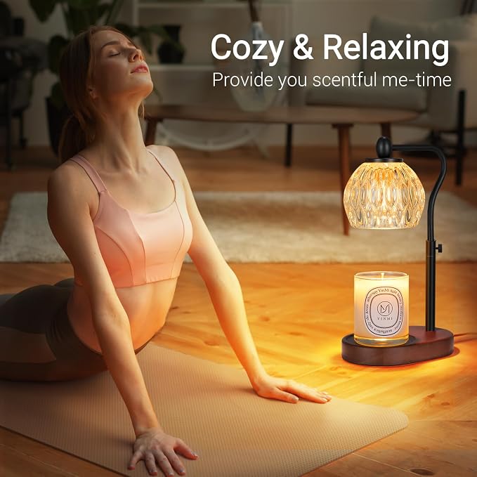 Candle Lamp with Timer & Dimmer - Height Adjustable for Scented Candles, with 2 * 50W Bulbs - Home Decor Gift for Mothers Day