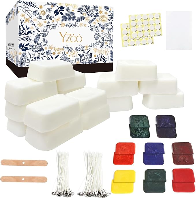 Candle Making Kit,Candle Making Supplies Include 2.12lb Soy Wax for Candle Making,Candle Wax Dyes,Candle Wicks Stickers and