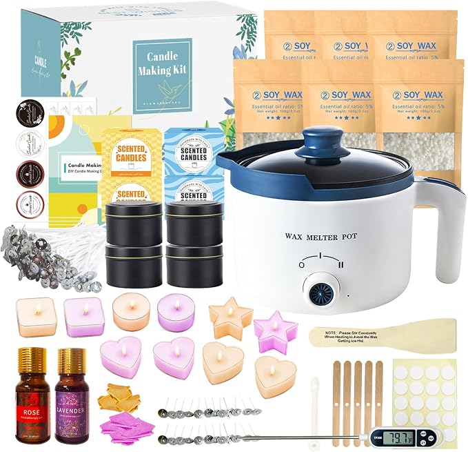 Candle Making Kit for Adults, Scented Candle Maker Set and Tealight Cups, Premium Wax Melts Pot Kit to Make Your Own, product