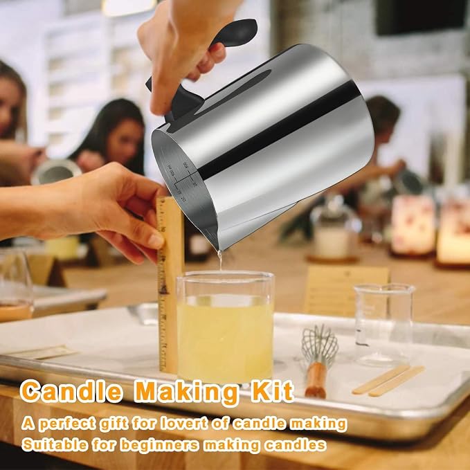 Candle Making kit Supplies, Nature Soy Wax DIY Craft Tools with 32oz Candle Making Pouring Pot,16oz Soy Wax, alternate view 6