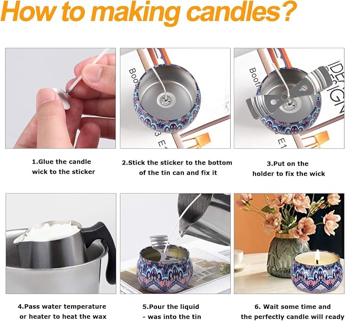 Candle Making kit Supplies, Nature Soy Wax DIY Craft Tools with 32oz Candle Making Pouring Pot,16oz Soy Wax, alternate view 7