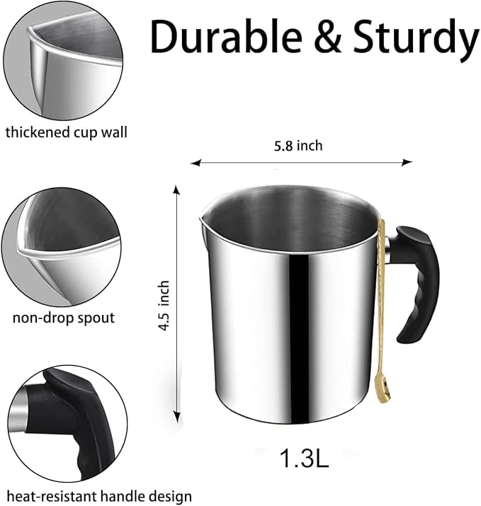 Candle Making Kit with Candle Wax Melter 1300ML Melting Pot 304 Stainless Steel Candle Pouring Pot for Melting, alternate