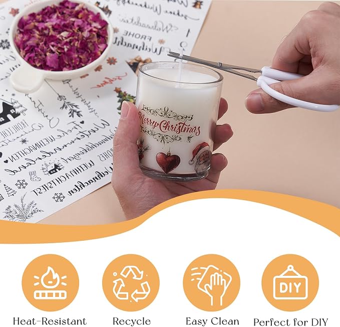 Candle Making Kit with Spinning Holder and Candle Tattoos Stickers, DIY Scented Candle Maker Set for Adult Glass Jars with