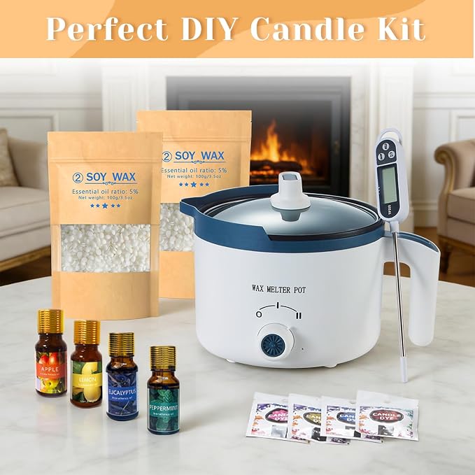 Candle Making Kit with Spinning Holder and Candle Tattoos Stickers, DIY Scented Candle Maker Set for Adult Glass Jars with