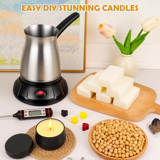 Candle Making Kit with Wax Melter, DIY Soy Candles Making Supplies for Adults and Beginners, Complete Jar Candle Kit for