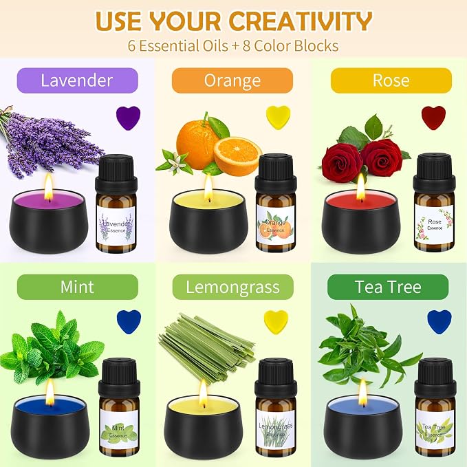 Candle Making Kit with Wax Melter, DIY Soy Candles Making Supplies for Adults and Beginners, Complete Jar Candle Kit for