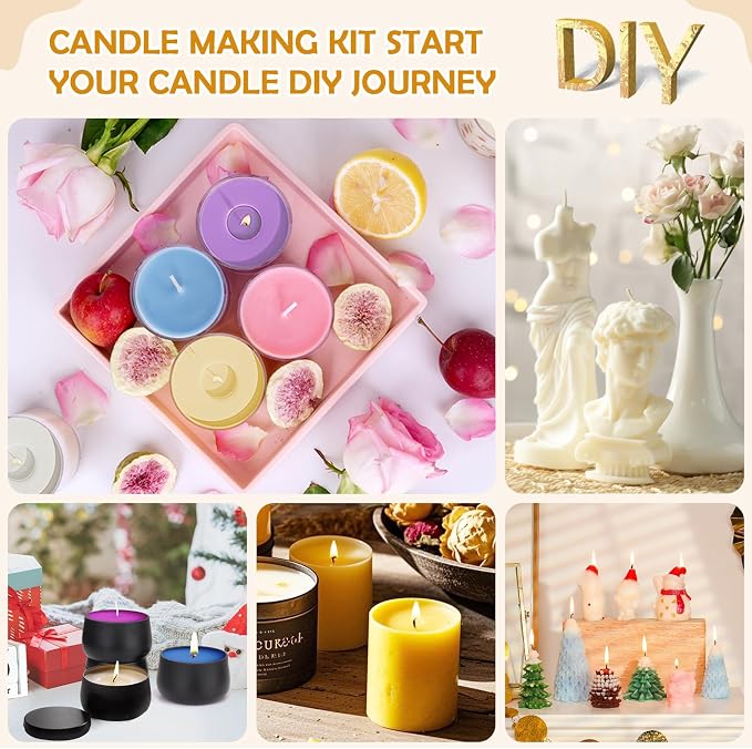 Candle Making Kit with Wax Melter, DIY Soy Candles Making Supplies for Adults and Beginners, Complete Jar Candle Kit for