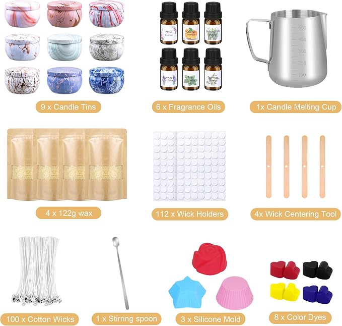 Candle Making Kits for Adults, Candle Making Supplies Accessory for Beginner, DIY Scented Candle with Beeswax, Essential Oil
