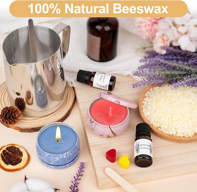 Candle Making Kits for Adults, Candle Making Supplies Accessory for Beginner, DIY Scented Candle with Beeswax, Essential Oil