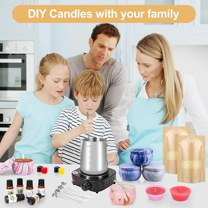 Candle Making Kits for Adults, Candle Making Supplies Accessory for Beginner, DIY Scented Candle with Beeswax, Essential Oil