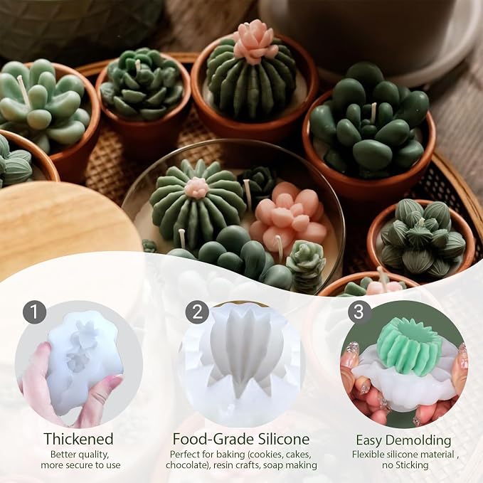 Candle Making Kits for Beginners, DIY Candle Making Supplies Include 10pcs Succulent Silicone Molds, 50pcs Gift, alternate