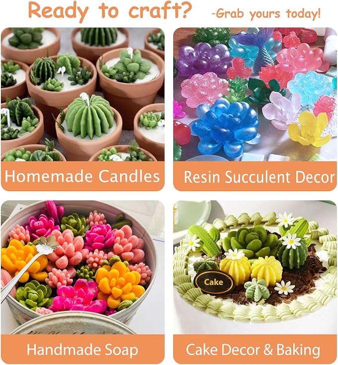 Candle Making Kits for Beginners, DIY Candle Making Supplies Include 10pcs Succulent Silicone Molds, 50pcs Gift, alternate