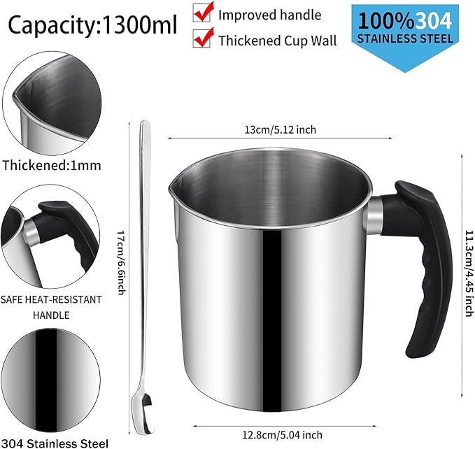 Candle Making Supplies, Complete Soy Candle Making Set Including Candle Make Pouring Pot, Candle Wicks, Wicks Sticker, 3-Hole