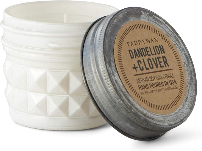 Candle Relish Jar White Dandelion & Clover 3 Ounce, alternate product view 4