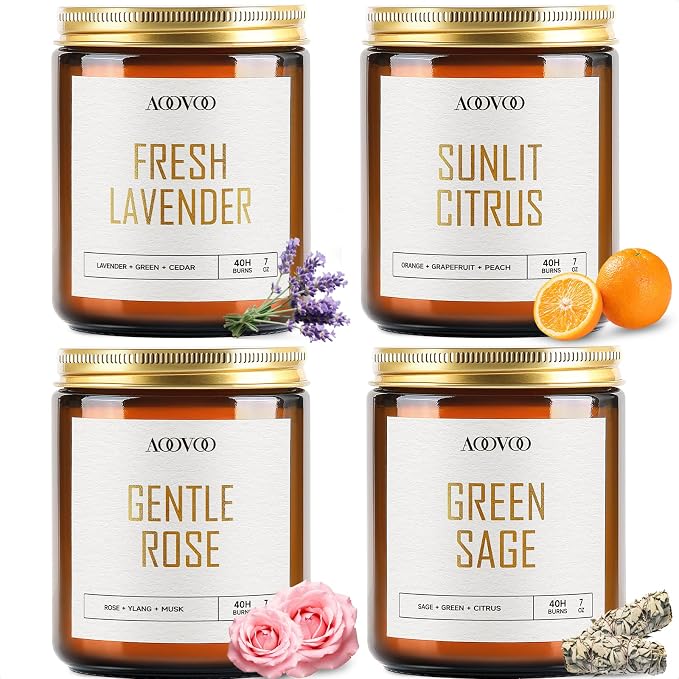 Candle Set - 4PC Scented Candles, 28 oz Soy Candles, Soy Candle for Home Scented, Lavender/Citrus/Rose/Sage, product image
