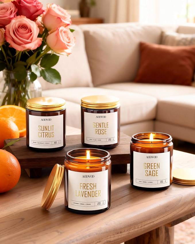 Candle Set - 4PC Scented Candles, 28 oz Soy Candles, Soy Candle for Home Scented, Lavender/Citrus/Rose/Sage, alternate
