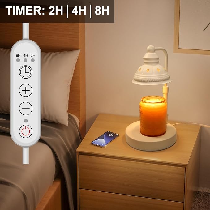 Candle Warmer, Candle Warmer Lamp with Timer, Candle Lamp with USB Charger, Gift for Mothers Day Valentines Day Christmas New