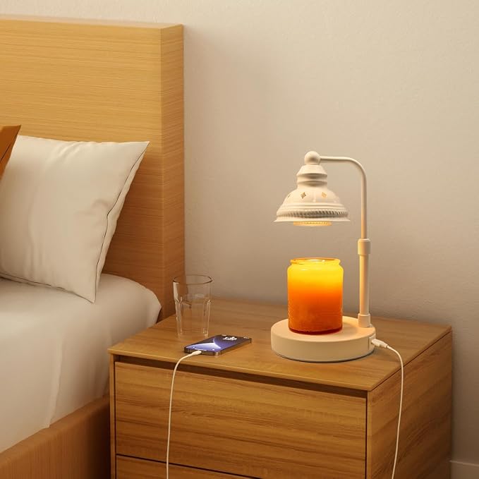Candle Warmer, Candle Warmer Lamp with Timer, Candle Lamp with USB Charger, Gift for Mothers Day Valentines Day Christmas New