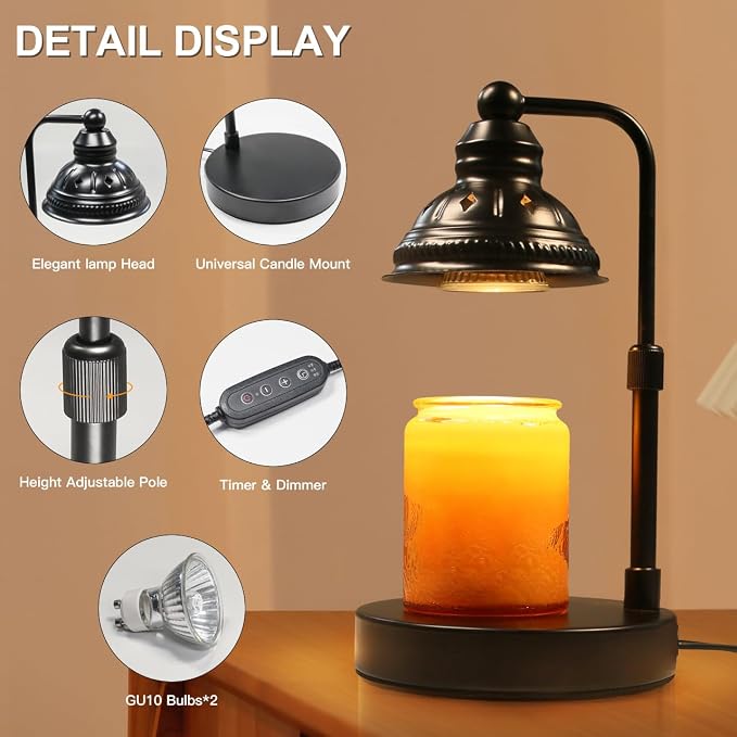 Candle Warmer, Candle Warmer Lamp with Timer, Candle Lamp with USB Charger, Gift for Mothers Day Valentines Day, alternate