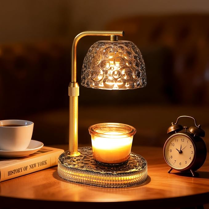 Candle Warmer Lamp Adjustable Height, Flameless 4-Level Dimmable Wax Melt Warmer for Jar Candles with 2 Bulbs, House Warming