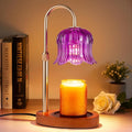 Candle Warmer Lamp Adjustable Timer Electric-Purple Flower-Shaped Wax lamp glass gold, product image