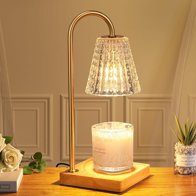 Candle Warmer Lamp, Candle Lamp Warmer with Timer,Wax Melt Warmer,Crystal Candle Heater Lamp for Scented Wax, Elegant Home