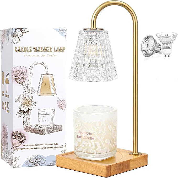 Candle Warmer Lamp, Candle Lamp Warmer with Timer,Wax Melt Warmer,Crystal Candle Heater Lamp for Scented Wax, Elegant Home