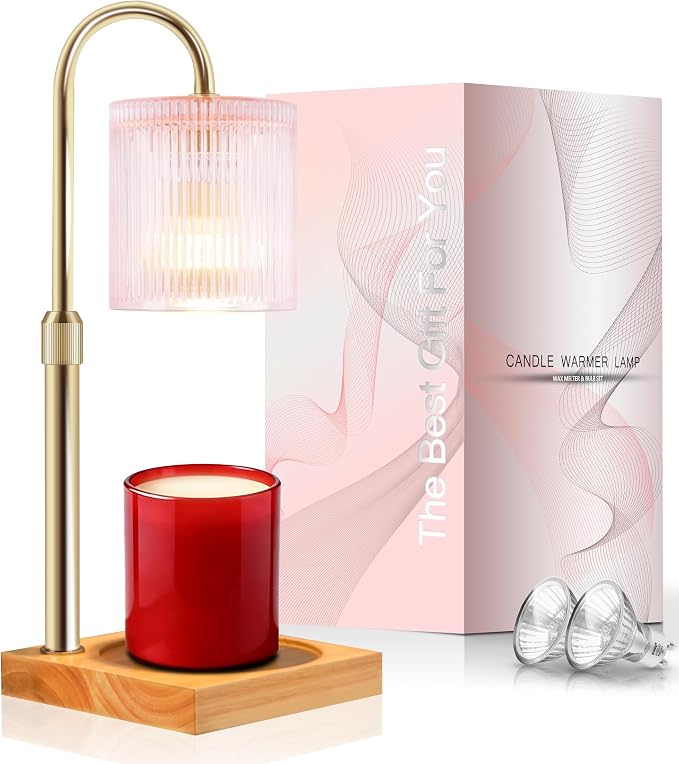 Candle Warmer Lamp, Candle Lamp Wax Warmer Heating, Timer & Dimmer 7-Levels, Fits Cup Jar Candle, Top Melting, Crystal Heater