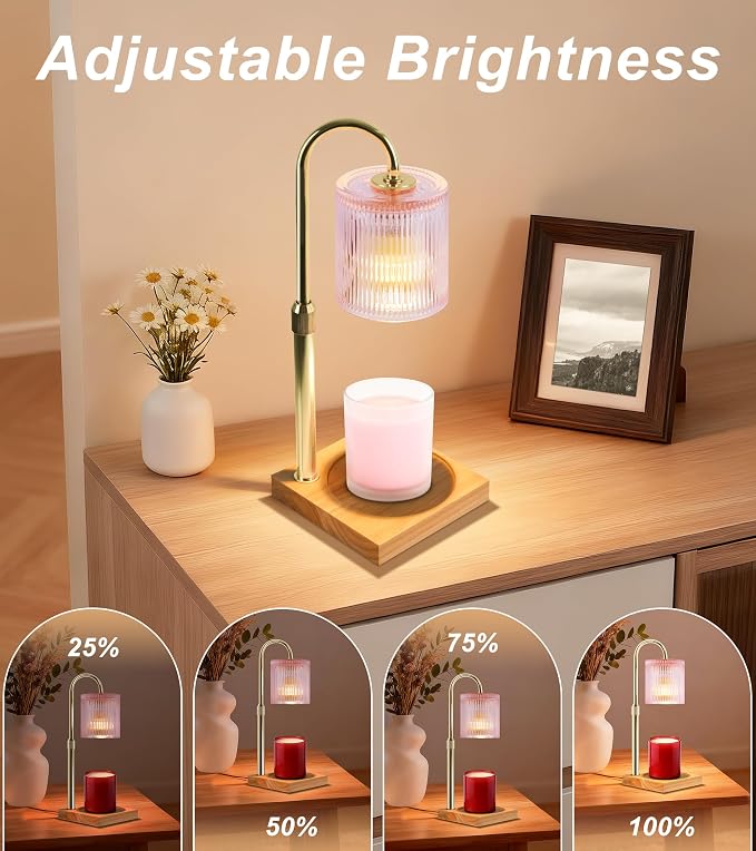 Candle Warmer Lamp, Candle Lamp Wax Warmer Heating, Timer & Dimmer 7-Levels, Fits Cup Jar Candle, Top Melting, Crystal Heater