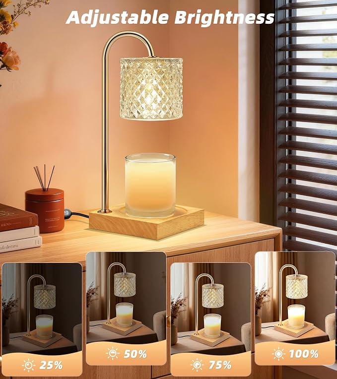 Candle Warmer Lamp, Candle Lamp Wax Warmer, Timer & Dimmer 7-Levels, Fits Cup Jar Candle, Top Melting, Crystal Heater Lamp